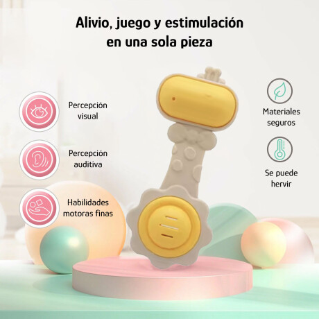 Mordillo de Silicona Infantil Estimulante Fácil de Agarrar Amarillo/beige