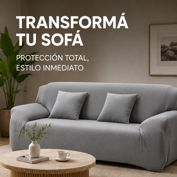 Cubre Sofá Elástico Elastizado Funda 3 Cuerpo Plaza Variante Color Gris Claro