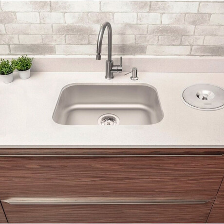 Pileta Acero Inox Simple 48X34X18Cm Con Valvula Canastilla Tramontina 000