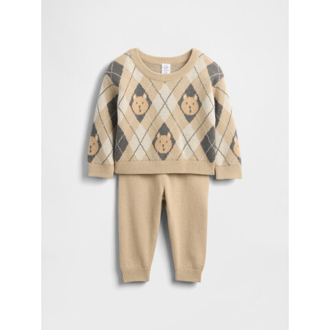 B PLAID CARDI SWT PANT SET WICKER