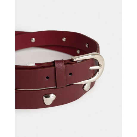 Cinturón Con Tachas Corazón Rojo Burdeaux