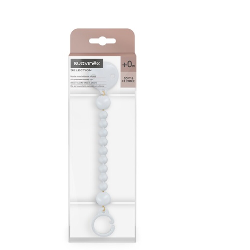 Clip para chupete Suavinex silicona ESSENCE Celeste Clasico