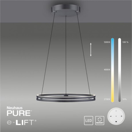 Colgante led anillo motorizado 44w 70cm a control remoto con varias funciones, Gris grafito Colgante led anillo motorizado 44w 70cm a control remoto con varias funciones, Gris grafito