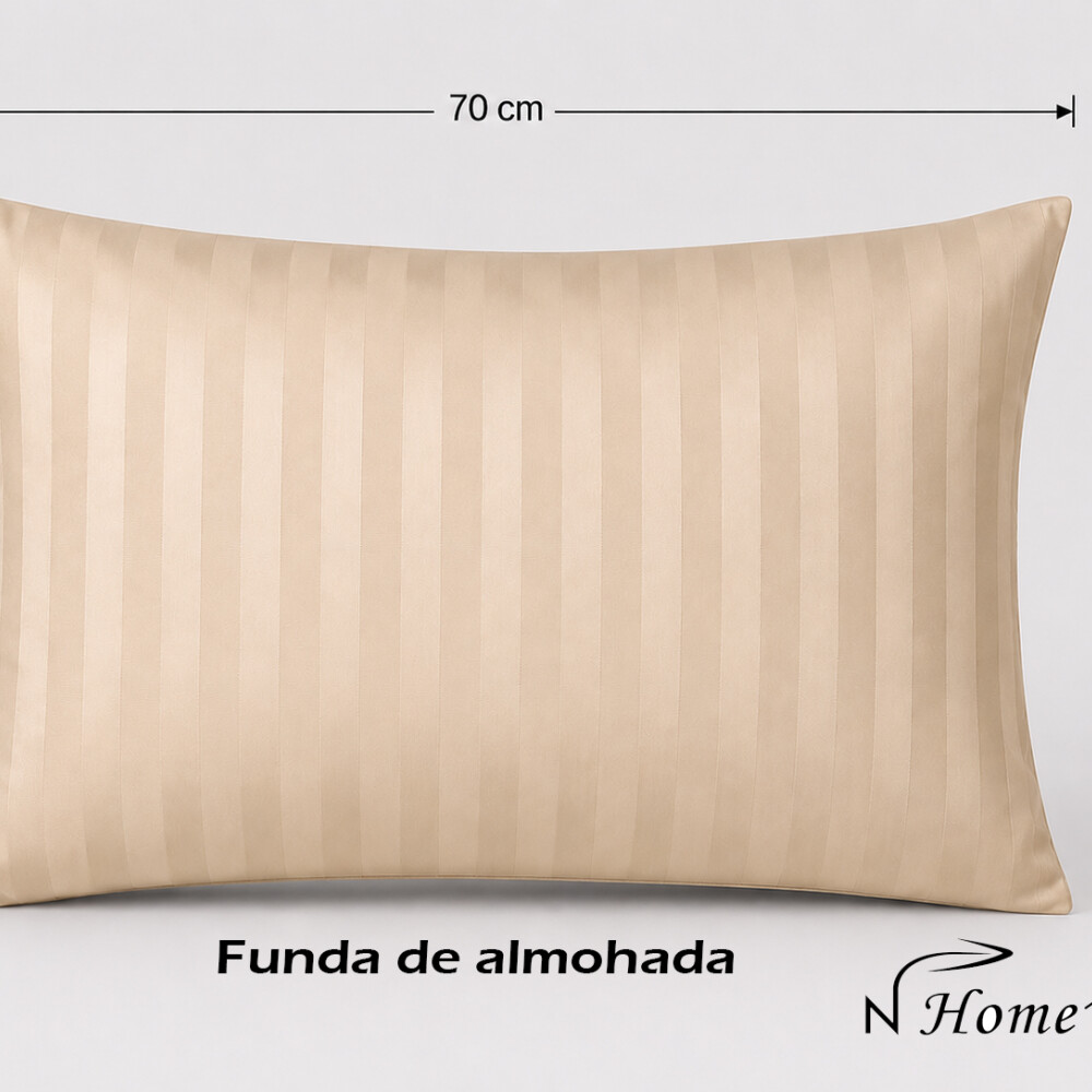 Juego de sábanas KING de tela a rayas Premium 400 hilos Beige