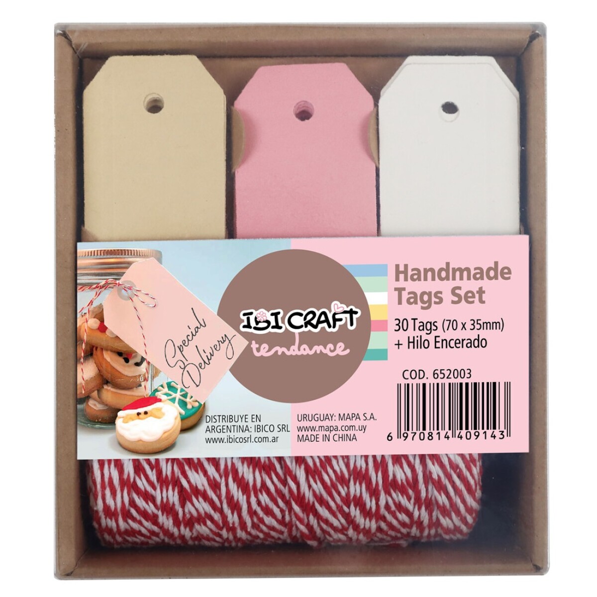 Kit Ibi Craft 30 Tarjetas + Hilo Encerado - Cordon Rojo y Blanco 