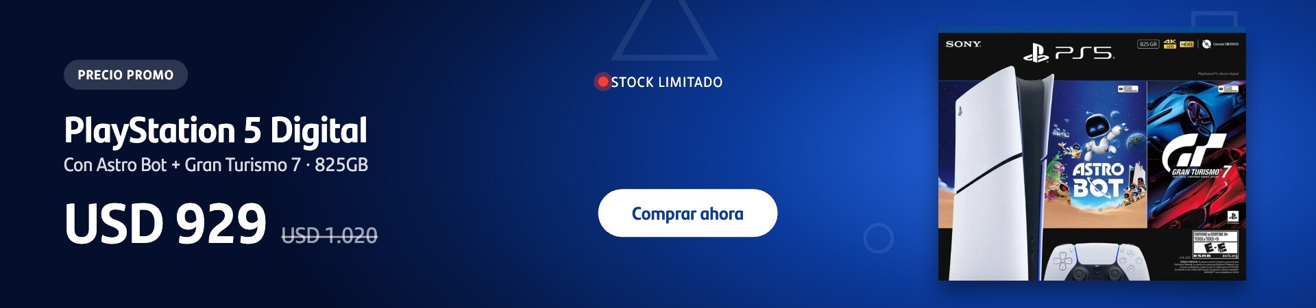 PS5 Digital Astro Bot + GT7 - Contador de stock