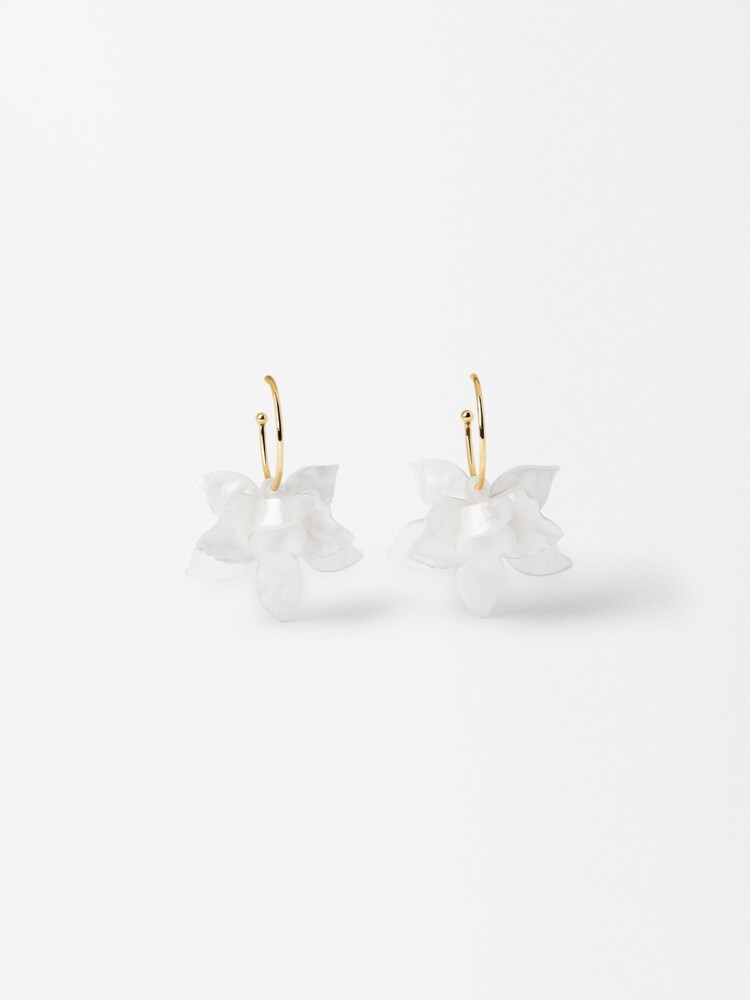 Aros Abiertos Con Maxi Flor blanco