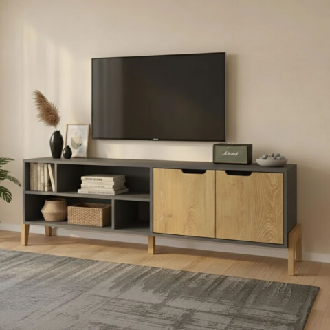 Rack para TV Combinada con Patas en Madera - MDP - Linea Melilla Rack para TV Combinada con Patas en Madera - MDP - Linea Melilla