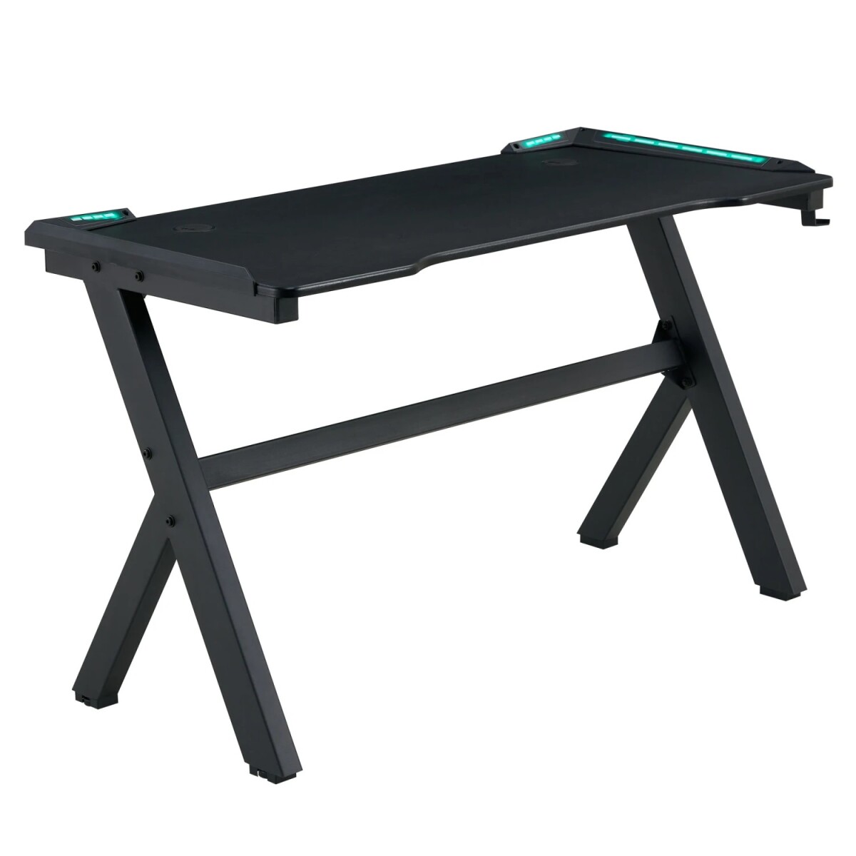 ESCRITORIO GAMER MDF Y METAL NEGRO LED 