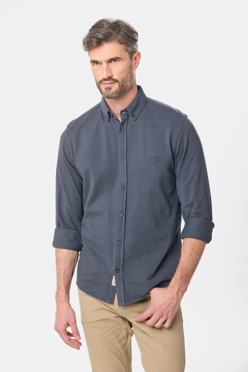 CAMISA PIQUE LISA MANGA LARGA Azul