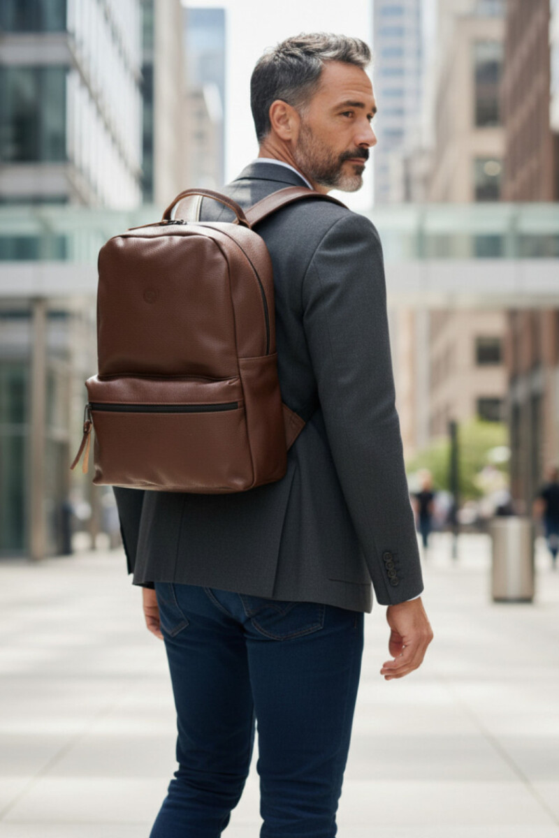 Mochila de cuero urbana Marrón