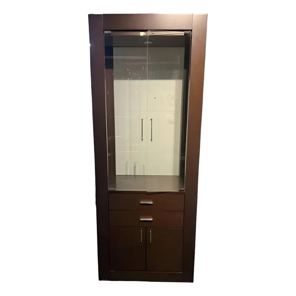 Cristalero con puertas en vidrio y cajones - PRODUCTO CON DETALLES EN LA MADERA - 