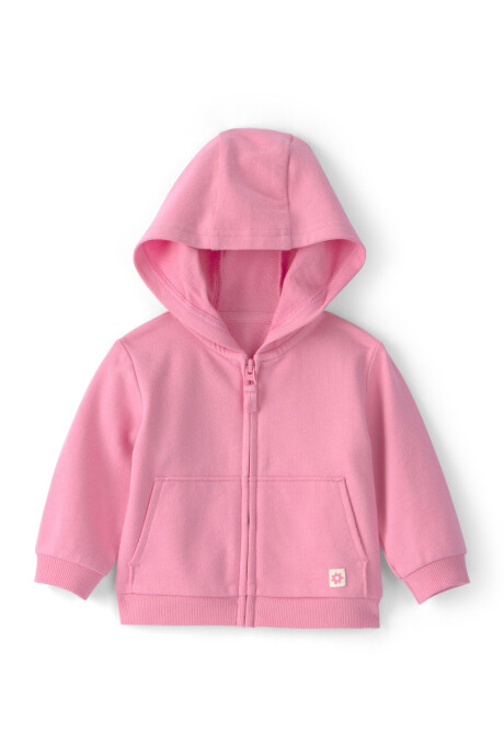 Campera de algodón, rosada, con capucha Sin color