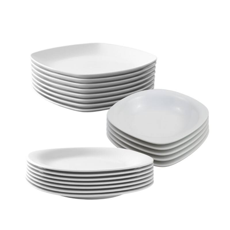 Juego de platos 18 piezas semi cuadrado Opalina BLANCO