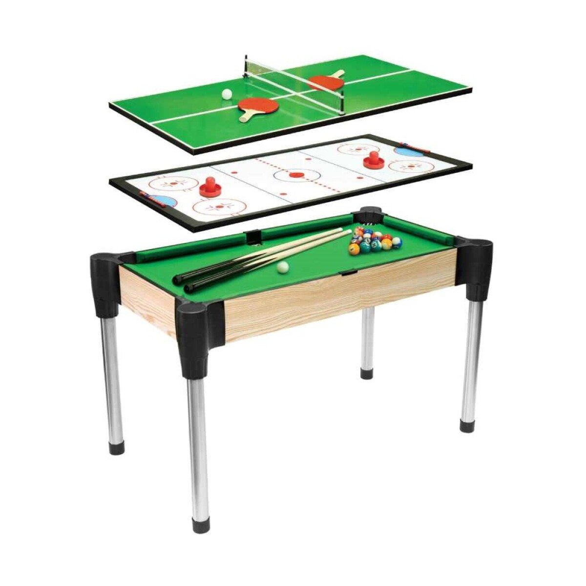 Mesa De Pool 51510 3 En 1 Para Varios Juegos (exhibicion) Ub - VERDE 