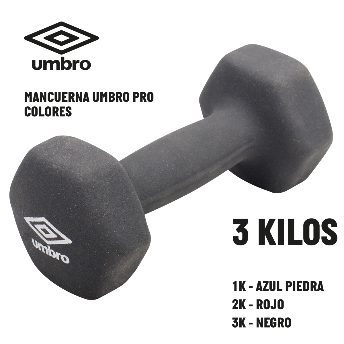 Mancuerna Umbro 3 kg - Negro 