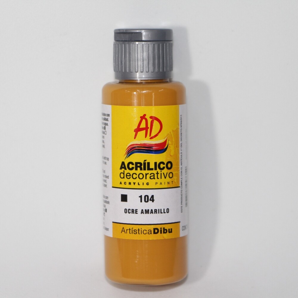 PINTURA ACRILICA ARTISTICA DIBU 60 ML. DIFERENTES COLORES COLOR OCRE AMARILLO 104