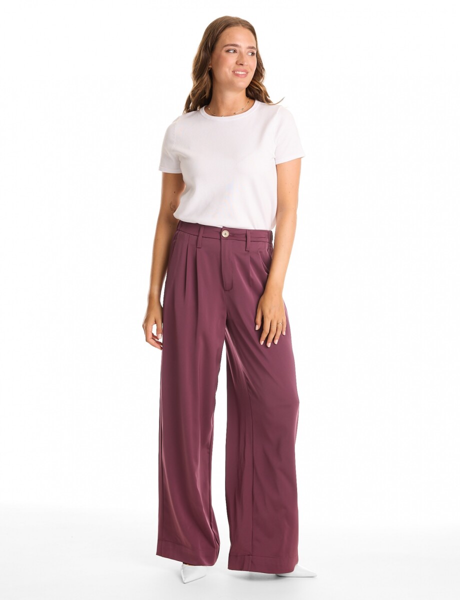 Pantalon Saten Wide - Bordeaux 