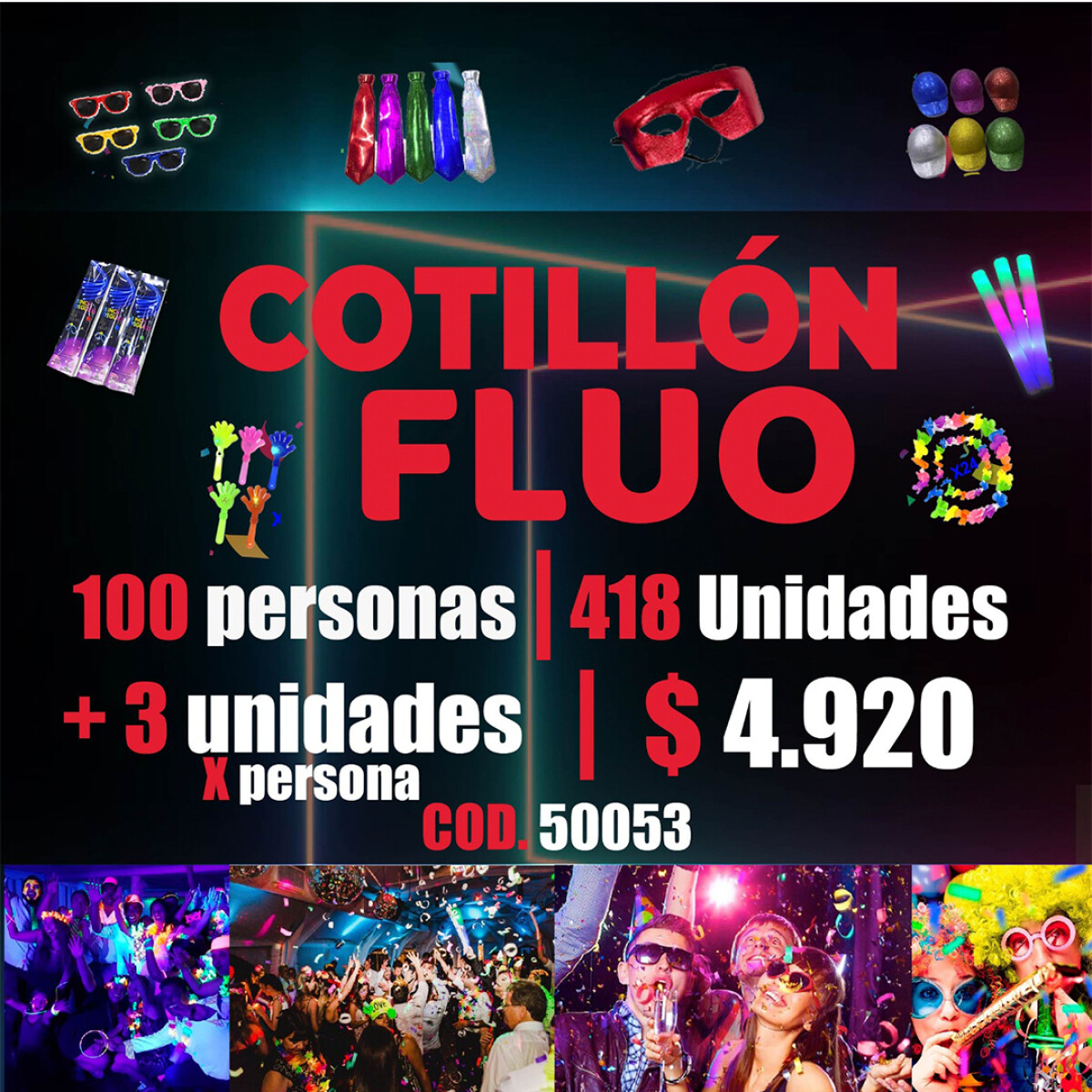 Combos Fiesta Tutti Fest Luminoso Fluo 100 Personas 