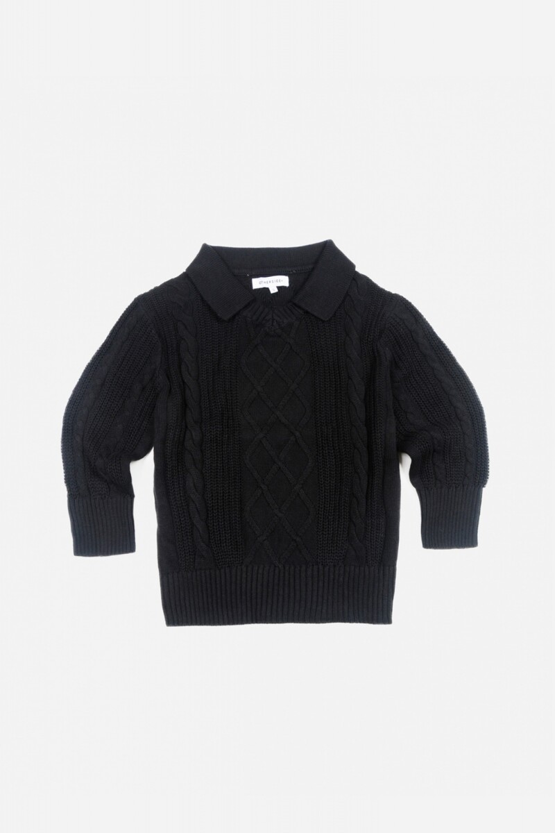 Sweater cuello polo NEGRO