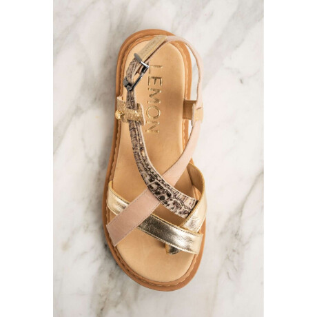 Sandalia Cuero Combinada Rosa