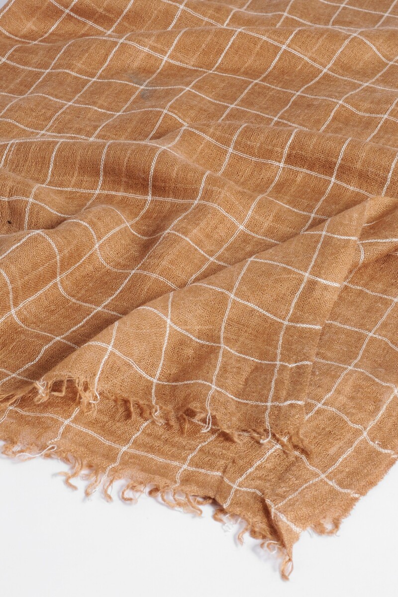 Pashmina lino cuadrillé beige