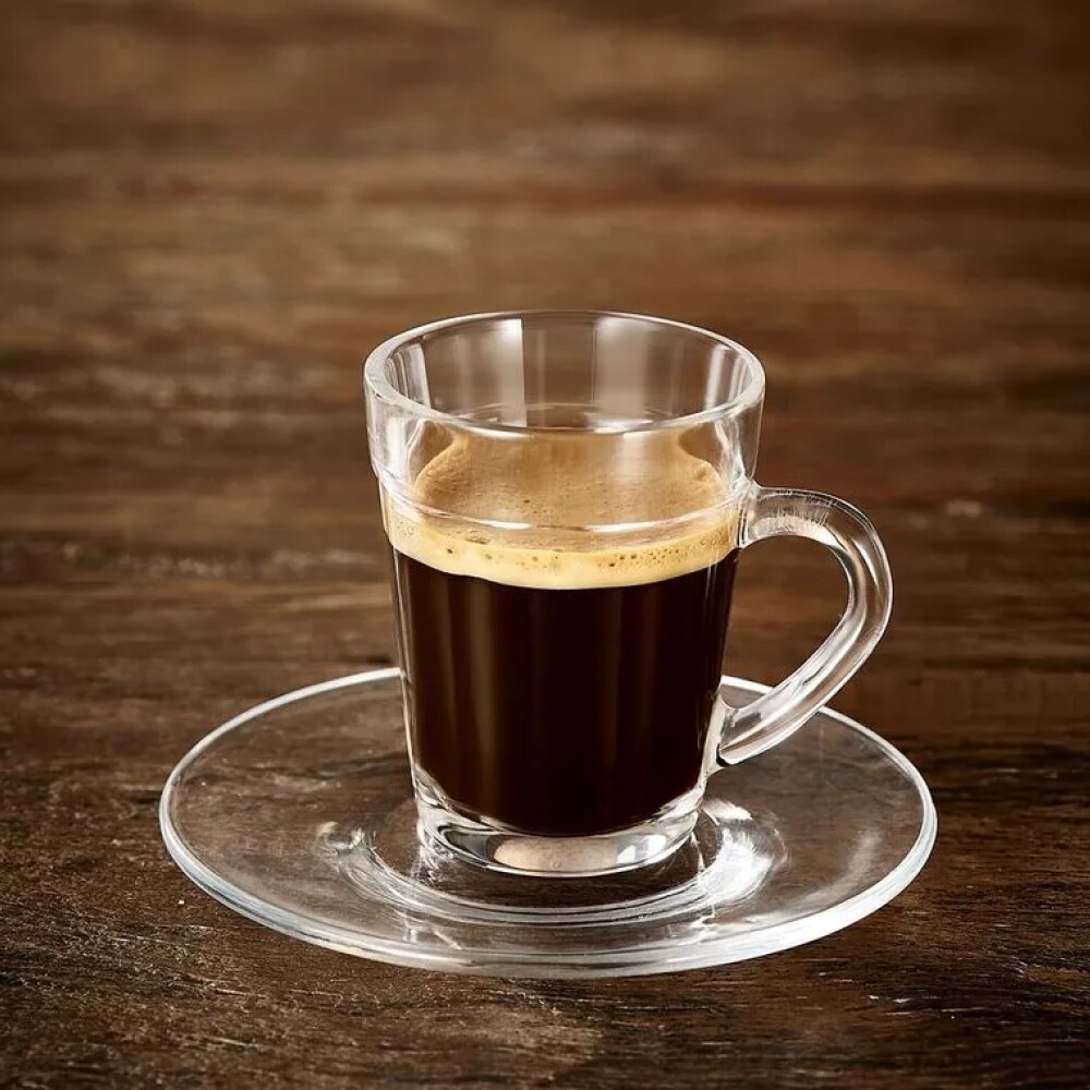 Taza de Café Espresso con Platillo de Vidrio 90 ml Americano AMERICANO TAZA EXPRESSO C/PLATILLO - 90 ML