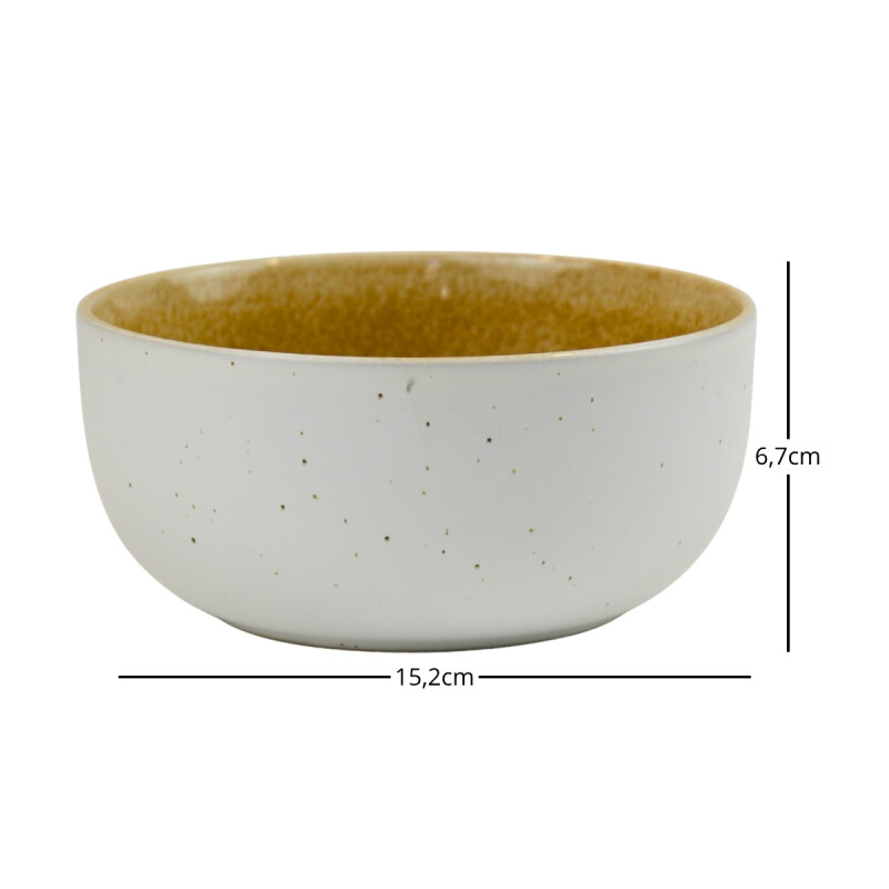 Bowl Bombe 15cm c/borde marrón BLANCO/MOSTAZA