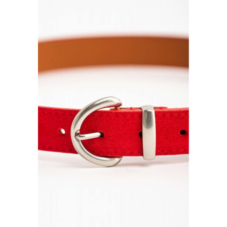 Cinto Cuero Hebilla Redonda Rojo