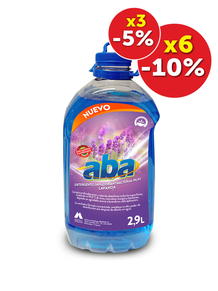 Nuevo Detergente-Limpiador Aba 99,9% Lavanda 3 Lts 