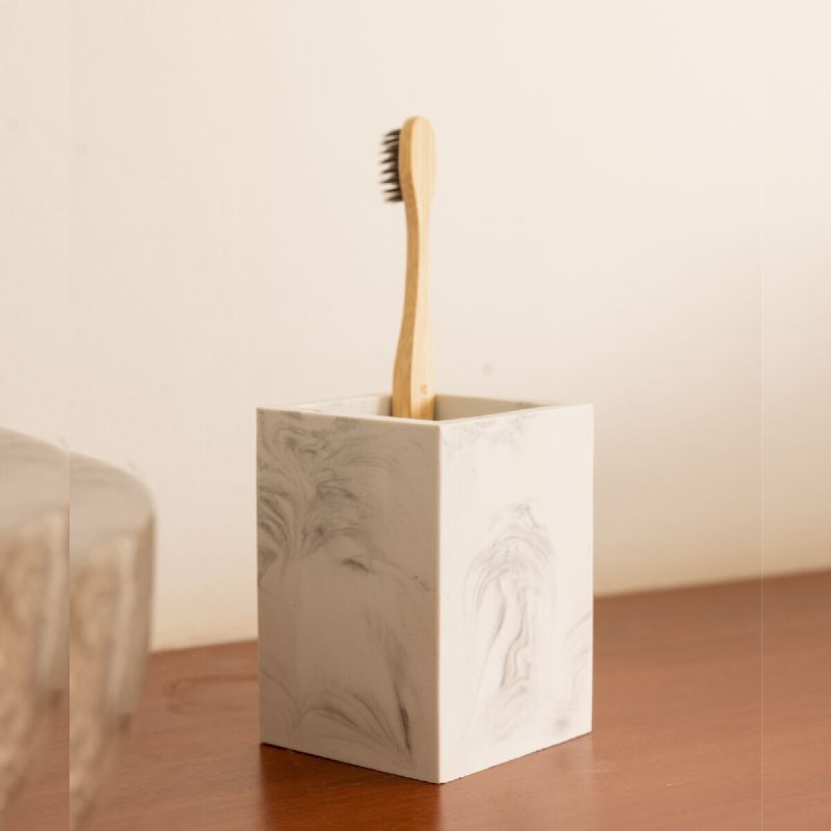 Vaso Porta Cepillo De Dientes Cerámica 10x7.5 Cm - Marble 