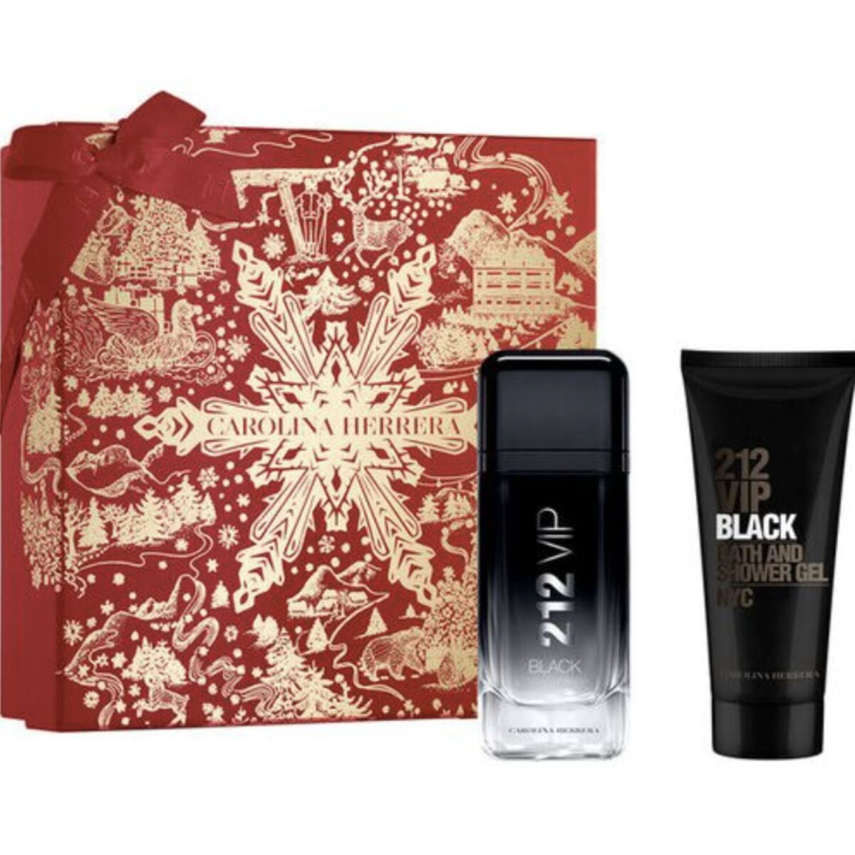 Set Perfume Carolina Herrera 212 Vip Black EDP 100ml + Shower Gel Original 
