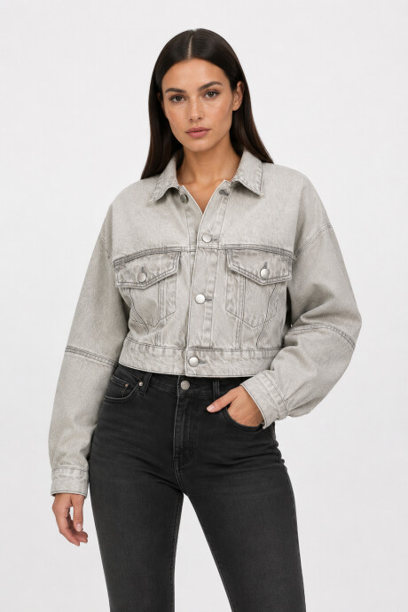 Campera Velor Gris Claro