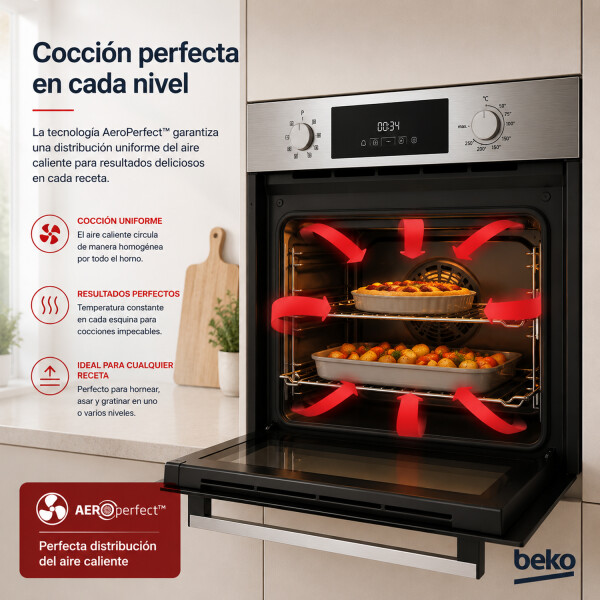 Horno De Empotrar Beko 72l Grill Bbie123001xd HORNO DE EMPOTRAR BEKO 72L BBIE123001XD