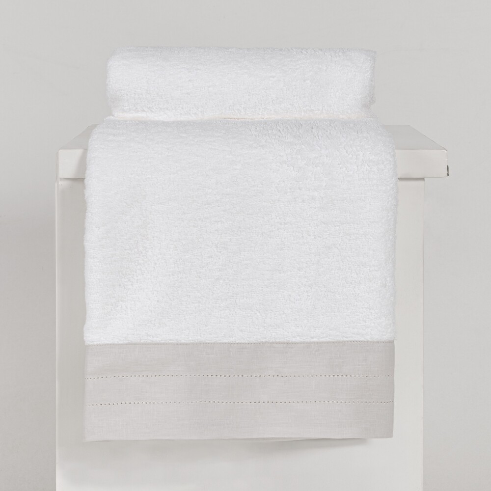 Toalla Finezza Lino Blanco con Beige Cuerpo