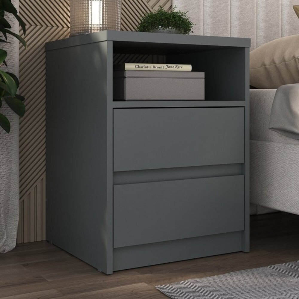 Mesa de Luz 2 Cajones SOUTH Plus Gris