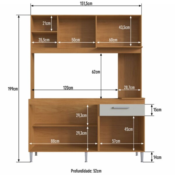 COCINA COMPACTA 4 PUERTAS 1 CAJON MALI - NATURAL/OFF WHITE COCINA COMPACTA 4 PUERTAS 1 CAJON MALI - NATURAL/OFF WHITE