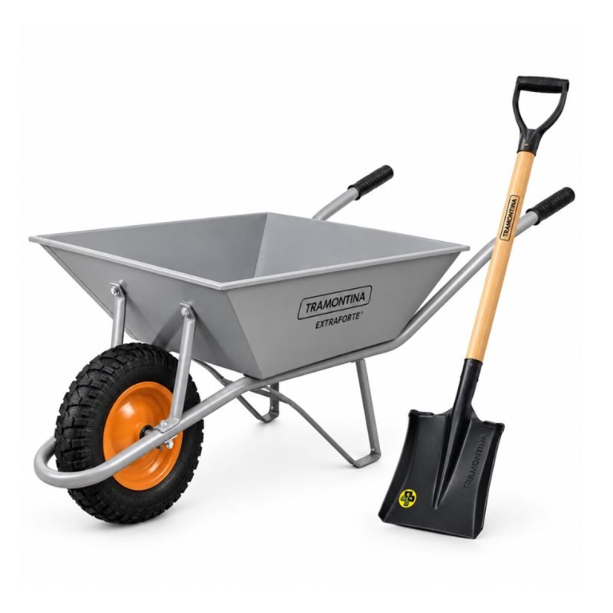 CARRETILLA RUEDA MACIZA 65 LT TRAMONTINA + PALA 