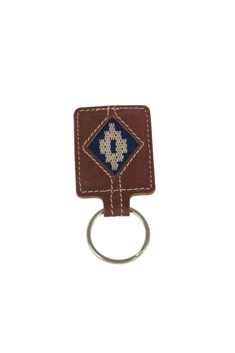 llavero de cuero rectangular Marron