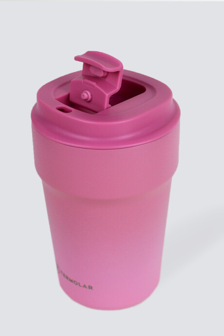 Vaso Termolar con tapa Fucsia