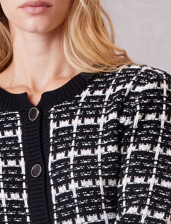 Cardigan Tejido Cuadrille NEGRO/BLANCO