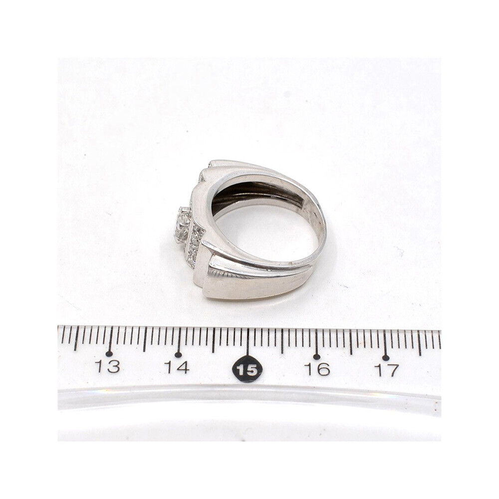 Anillo En Platino Con Importante Brillante Central Navette Anillo En Platino Con Importante Brillante Central Navette