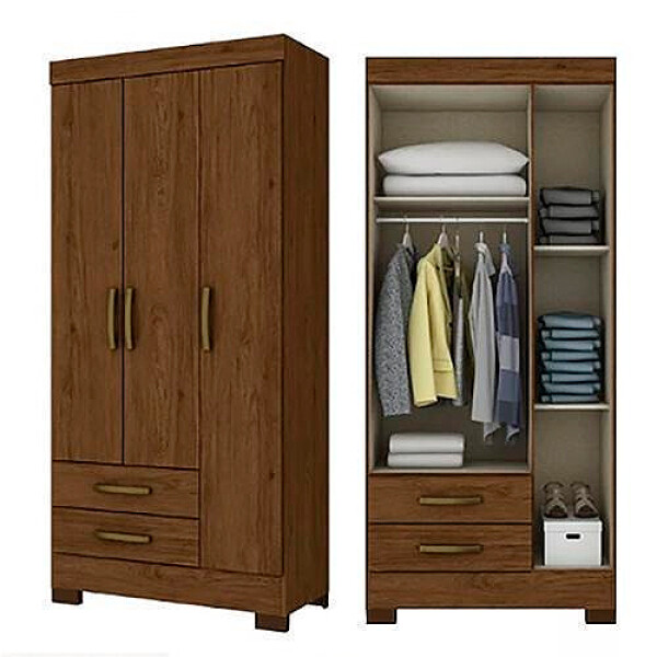 ROPERO SSL FORTALEZA 3 Ptas 2 Caj -Castaño Sin color