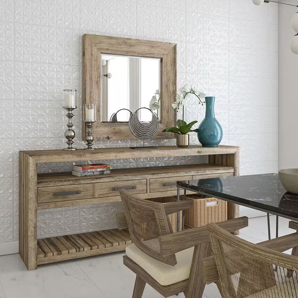 Cerámica de pared Illusión Estrella blanco 32x62 cm Brillante Cerámica De Pared Illusión Estrella Blanco 32x62 Cm Brillante