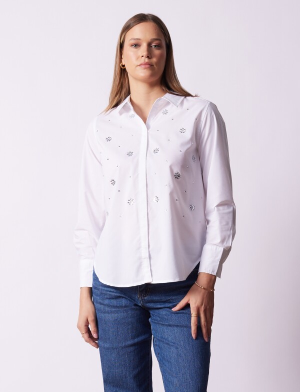 Camisa Aplique Brillo BLANCO