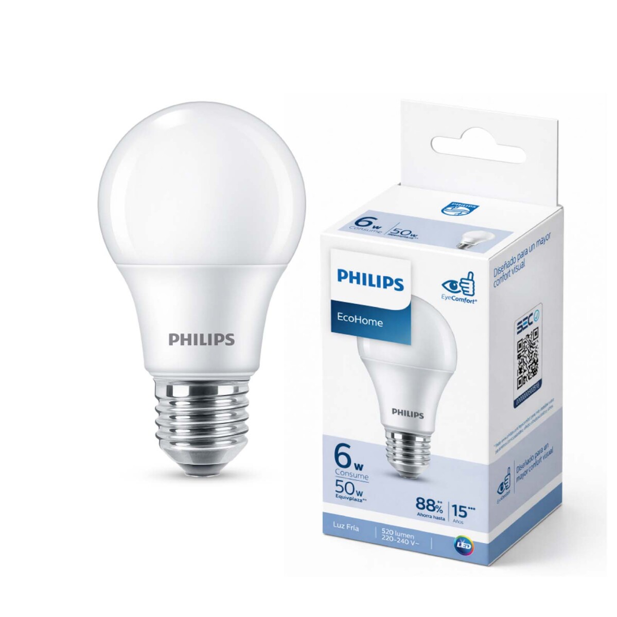 LÁMPARA LEDBULB PHILIPS - METAL E27 6W FRÍA 
