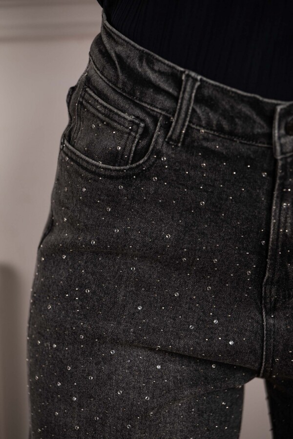 Jean Recto Apliques Negro