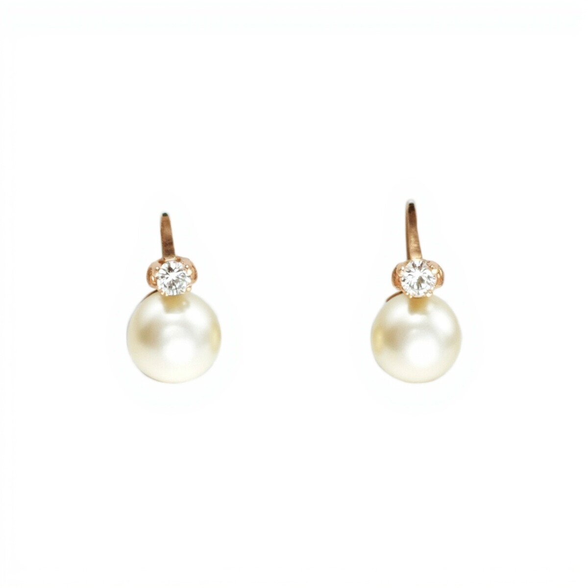 Caravanas Perlas y zirconia en oro- Oro bajo - Perla de río y zirconia - CA8223 - conperla 