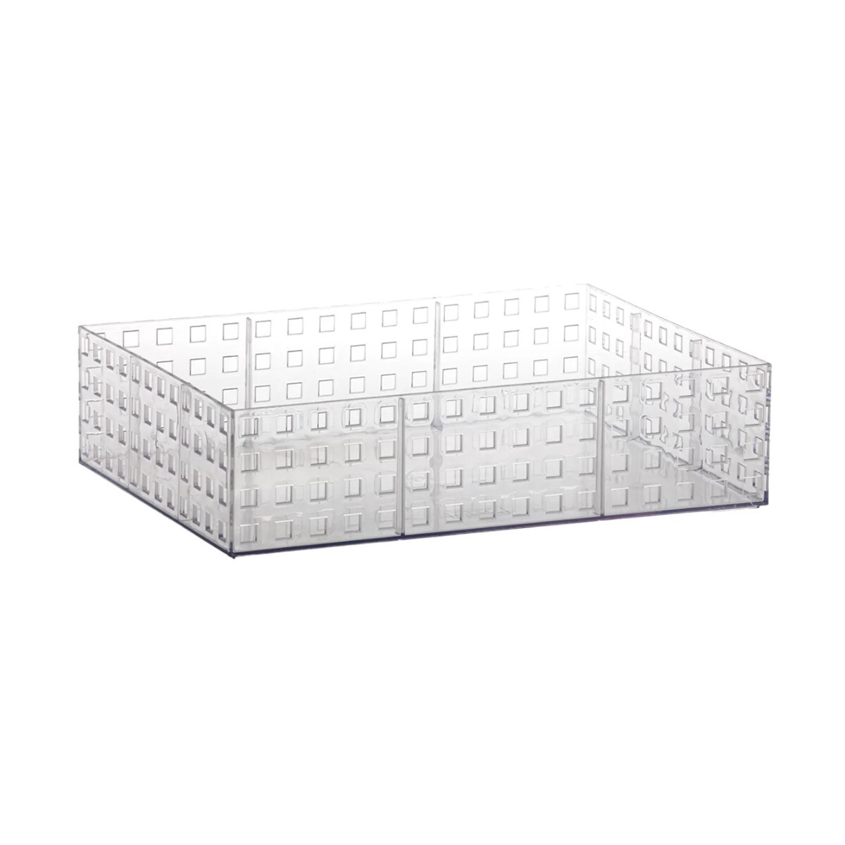 CAJA PLASTICA ORGANIZADORA APILABLE CRISTAL 32X23X8 CM. 