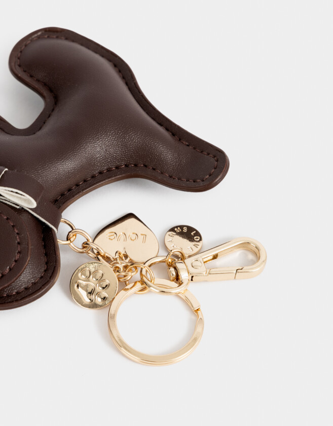 Llavero PU Llavero Y Charm De Perrito De Pu - Rojo Burdeaux